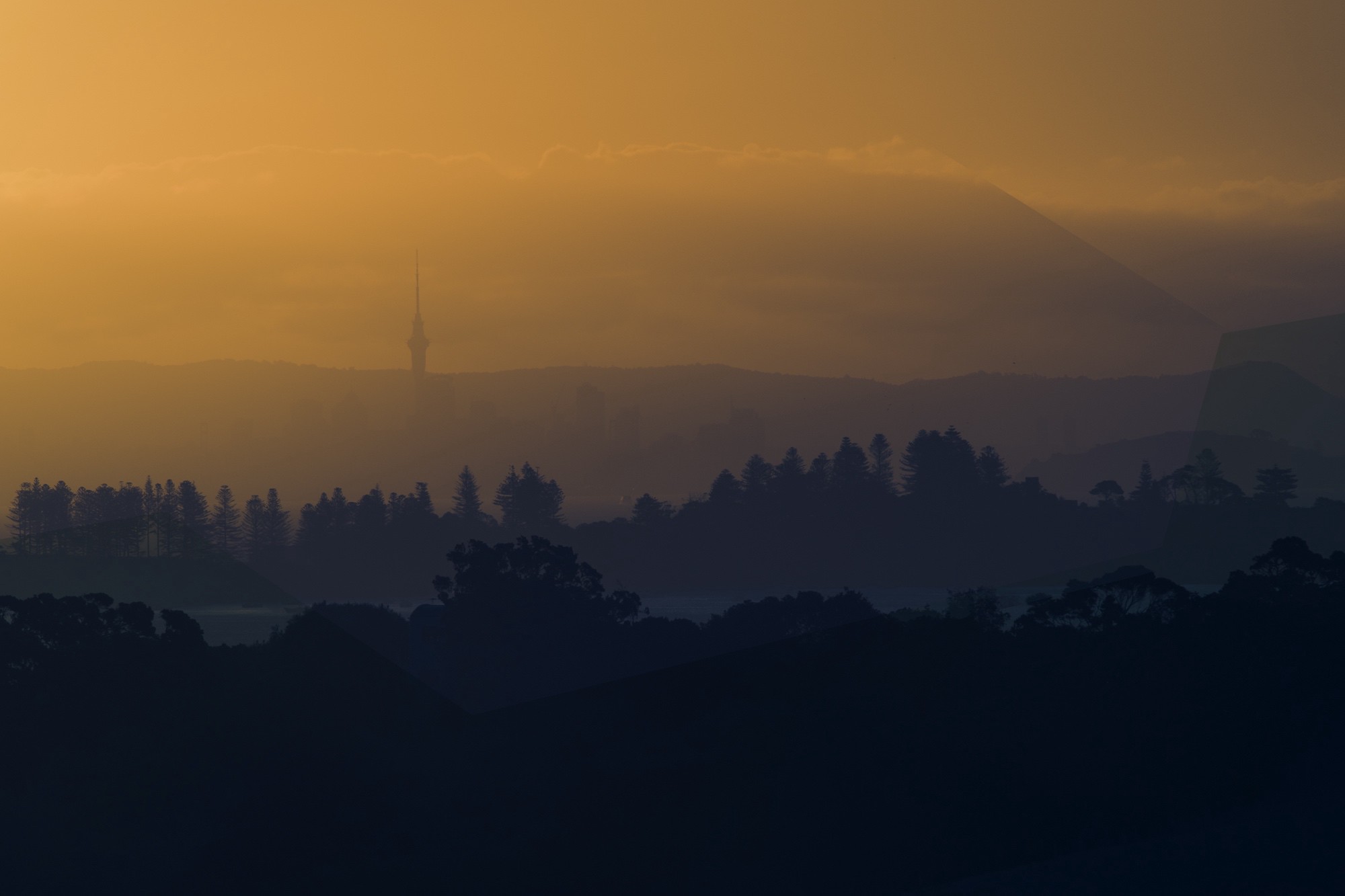 Aukland, through the haze from Waiheke.